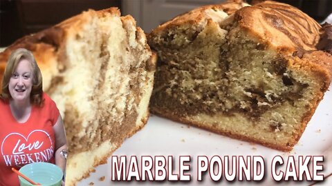 EASY MARBLE POUND CAKE RECIPE | Bake With Me 7 Ingredient Pound Cake