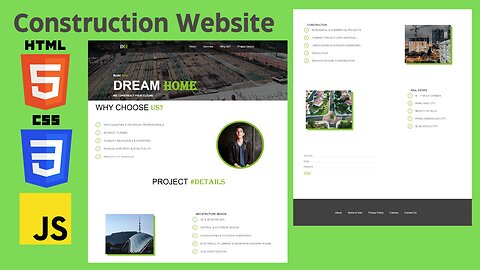 Construction Company Website HTML CSS | Construction Company Landing Page Source code Available