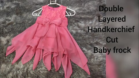 Double layered handkerchief cut frock for baby girls