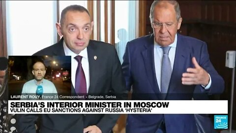 Serbian minister in Moscow, accuses EU of 'anti-Russian hysteria'. Lavrov unable to travel to Serbia