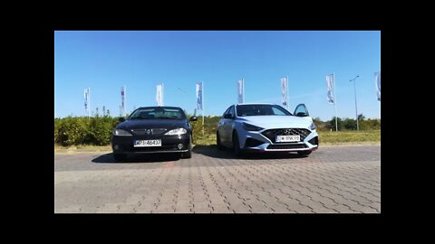 Warsaw EXPO - back to home. Renault Megane Coupe from spot with Hyundai i30N