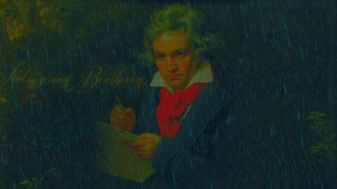 Relaxing Ludwig Van Beethoven In The Rain - Classical Music & Gentle Rain - Dark Screen - 8 Hours-HD