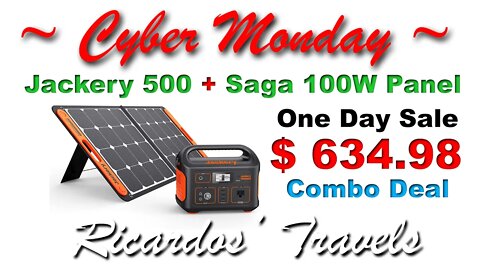Cyber Monday Jackery 500 and Saga 100W Solar Panel Combo Deal 2021