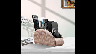 Remote Control Holder PU Leather TV Remote Caddy for Table, 5 Compartments Nightstand Organizer...