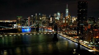 New York City Skyline at Night NYC Screensaver Live - NYC Drone Video HD