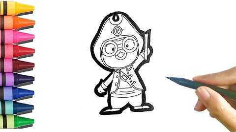 Drawing and Coloring Pororo Pirate - Pororo The Little Penguin