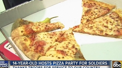 Teen hosts pizza party for soldiers at BWI airport