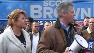 Senator Scott Brown speaks in Fitchburg outside the Moran Square Diner 11/5/12