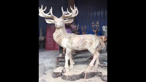 Amazing skill Wood Carved Deer