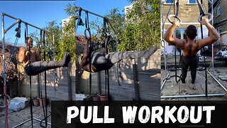 Gymnastics rings pull movement workout routine