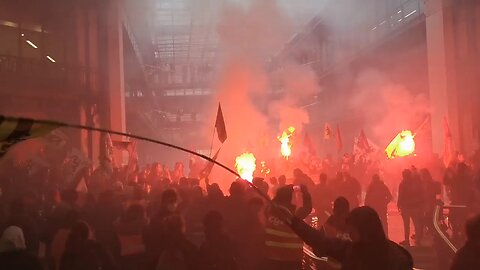 Protest taking place at BlackRock offices in Paris.