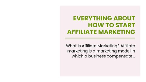 Everything about How To Start Affiliate Marketing In WordPress With A Perfect