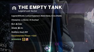 Destiny 2 Legend Lost Sector: The Empty Tank on the Tangled Shore 12-4-21