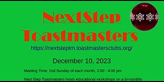 Next Step Toastmasters Sunday Dec 10, 2023 Meeting Announcement