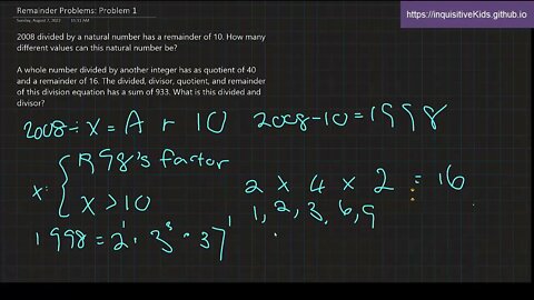 6th Grade Remainder Problems: Problem 1