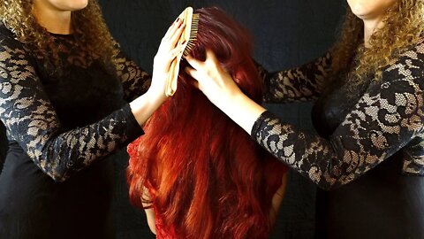 Beautiful Long Red Hair Brushing ASMR w/ Corrina Rachel and Lexi