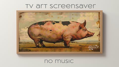 Prim Style Painting Of A Pig Standing In A Field No Music