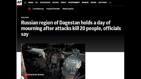 Aftermath of deadly terror attacks in Russia's Dagestan region that left at least 20 dead