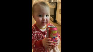 Cute baby tries carbonation for the first time