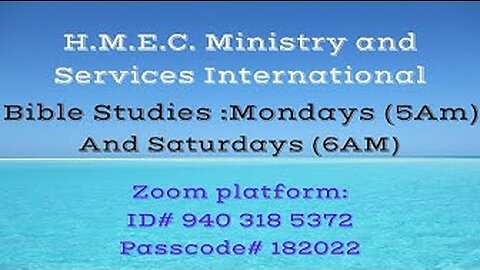 Bible Study Saturday 8th October,2022. Brother E. Rainney
