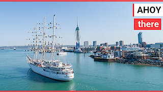 Algerian Naval Tall Ship ‘El Mellah’ enters Portsmouth harbour on goodwill visit