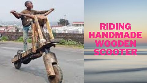 Riding Handmade Wooden Scooter