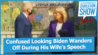 Confused Looking Biden Wanders Off During His Wife’s Speech
