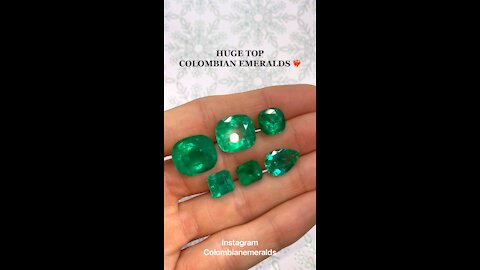 Vivid green top quality emerald asscher and cushion cut loose Colombian emeralds with measurements