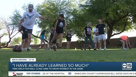 Current and former NFL players hold girls' football clinic in Chandler