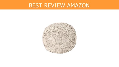 Ansel Knitted Cotton Pouf Beige Review