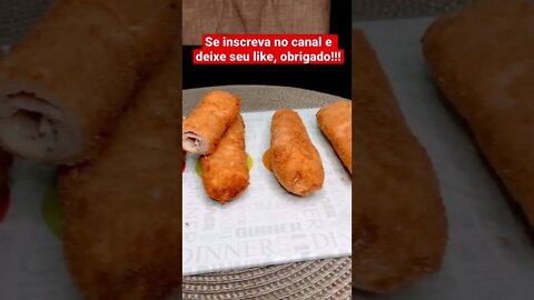 Cigarrete de presunto e queijo, enroladinho | em breve receita completa em nosso canal.