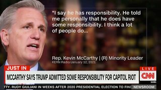 CNN Airs Audio Interview Of McCarthy Blaming Trump For Jan 6th; Also Said Trump Took Responsibility