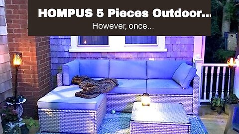 HOMPUS 5 Pieces Outdoor Rattan Sectional Sofa, Chocolate Brown Handwoven Wicker Backyard Sofa w...