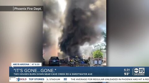Two houses destroyed in fire near Cave Creek and Sweetwater