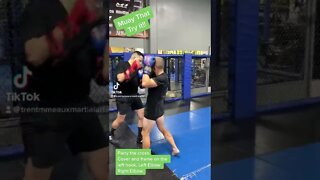 Muay Thai Combo Parry Cover Frame Left Elbow Right Elbow Right Knee Right Kick