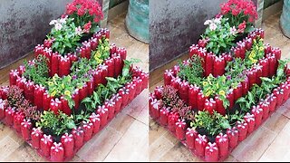 Casting Cement in Plastic bottles into Beautiful Flower Pots