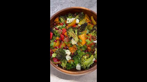 Broccoli, Peppers, Sweet Potatoe, and Feta Salad 🥗 😋