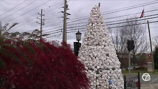 Tooth-Covered Christmas Tree on Display
