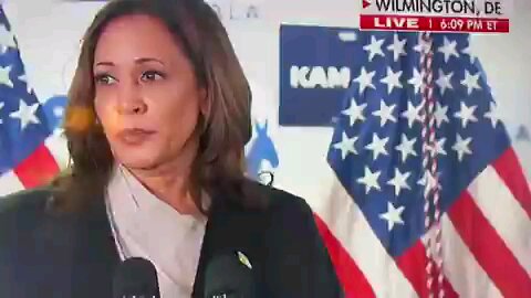 What's with the rope hanging from the American Flags behind Kamala? What color are they?