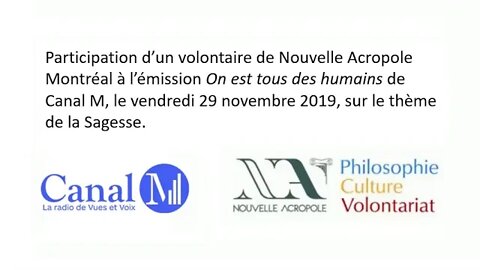 Entrevue du 29 novembre 2019 à Canal M