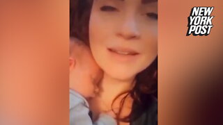 Minnesota mom Madline Kingsbury singing to her newborn