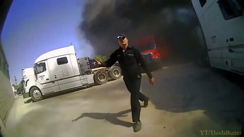 Rockdale police bodycam shows tense moments during massive fire