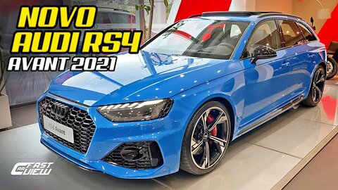 NOVO AUDI RS4 AVANT 2021 AZUL TURBO EM DETALHES! Fast Car View