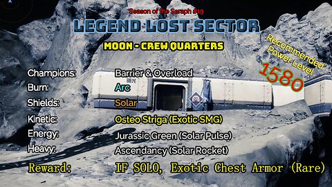 Destiny 2 Legend Lost Sector: Moon - K1 Crew Quarters on my Hunter 12-29-22