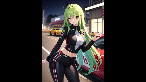 AI Lookbook Anime Beauty - Sexy racing girl wearing belly button racing jacket with leggings-suit.