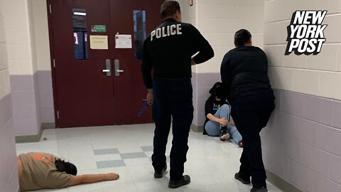 Haunting images show students pretending to be dead as they took part in a shooting drill at the school of the Texas elementary gunman