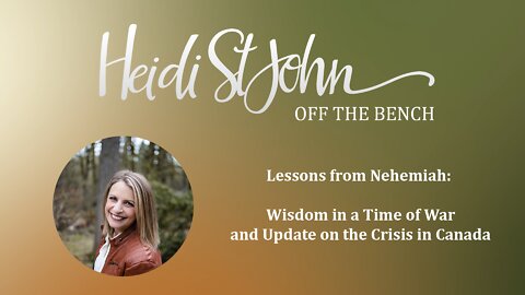 HEIDI ST JOHN - OFF THE BENCH - Lessons from Nehemiah