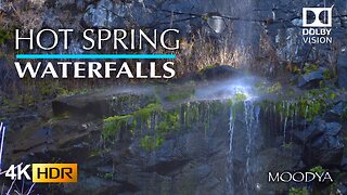 4K HDR Hot Spings Waterfall Nature Relaxation Video - Refreshing Daily Meditation