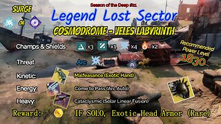 Destiny 2 Legend Lost Sector: Cosmodrome - Veles Labyrinth on my Arc Warlock 6-12-23