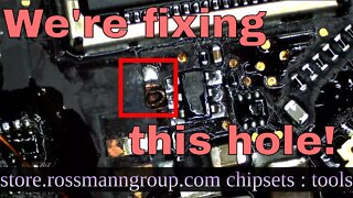 Paul fixes MacBook logic board with a HOLE burned in it!!